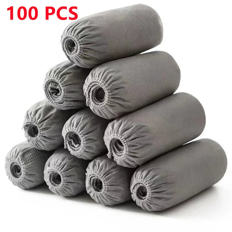 100 Count Disposable Boot & Shoe Covers - Non-Slip Foot Booties for Indoor/Outdoor Use, Home & Workplace Protection