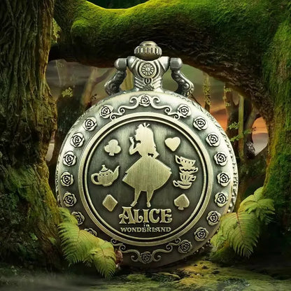 Cute Girl Forest Pattern Quartz Pendant Necklace – Trendy Pocket Watch Holiday Gift