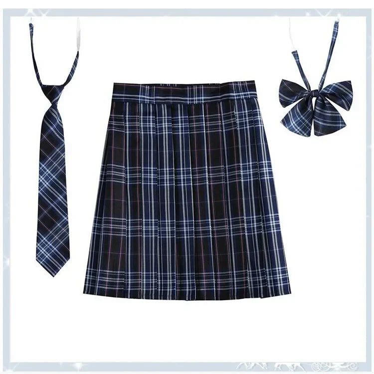 Women’s Plaid Pleated Skirt with Bowtie – XS-5XL Harajuku Preppy Mini Japanese School Uniform, Summer Kawaii Jupe