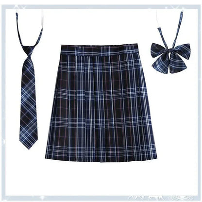 Women’s Plaid Pleated Skirt with Bowtie – XS-5XL Harajuku Preppy Mini Japanese School Uniform, Summer Kawaii Jupe