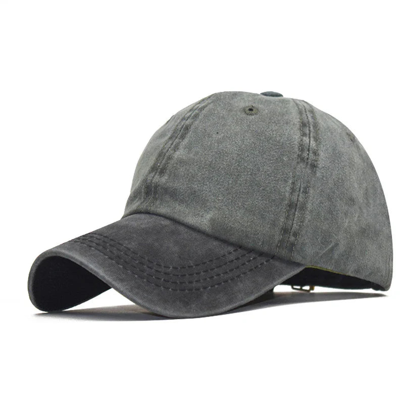 Baseball Snapback Cap – Pure Color Cowboy Hat, Water-Washed Hip Hop Fitted Cap for Men & Women, Spring & Autumn