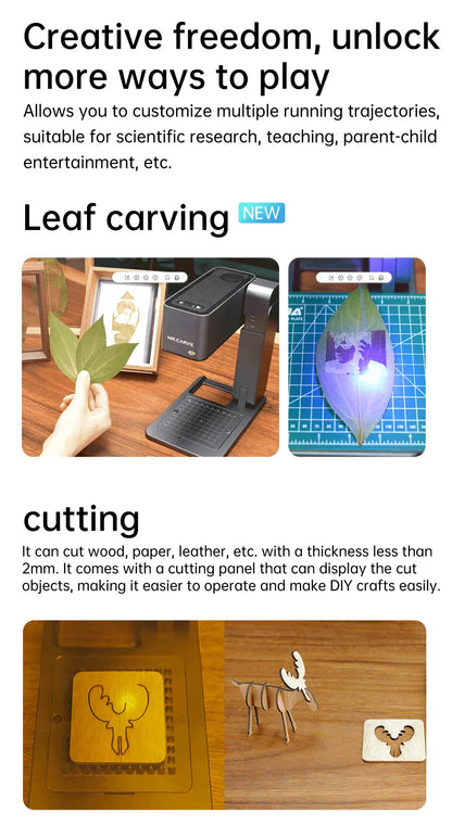 MR.CARVE C1 Portable Laser Engraver – Mobile APP Compatible for Windows & Mac, Engraves Wood, Plastic, Metal & More