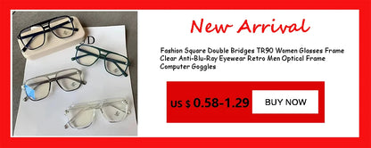 2024 Oversized Square Anti-Blue Light Glasses, Large Frame Myopia Transparent Eyeglasses