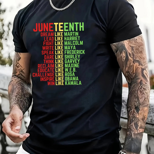 Oversized Men’s Juneteenth T-Shirt – Trendy Summer Casual O-Neck Short Sleeve Tee for Outdoor Sports
