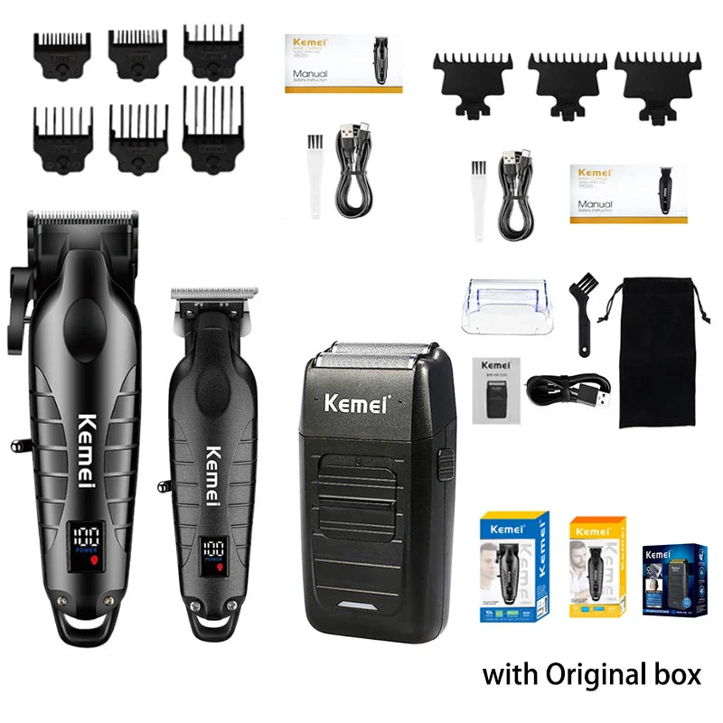 Kemei Hair Clipper Kit — Electric Trimmer & Shaver for Men, KM-2290/2293/1102