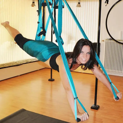 Parachute Fabric Yoga Hammock Swing - Anti-Gravity Decompression & Inversion Trainer with 6 Grip Handles