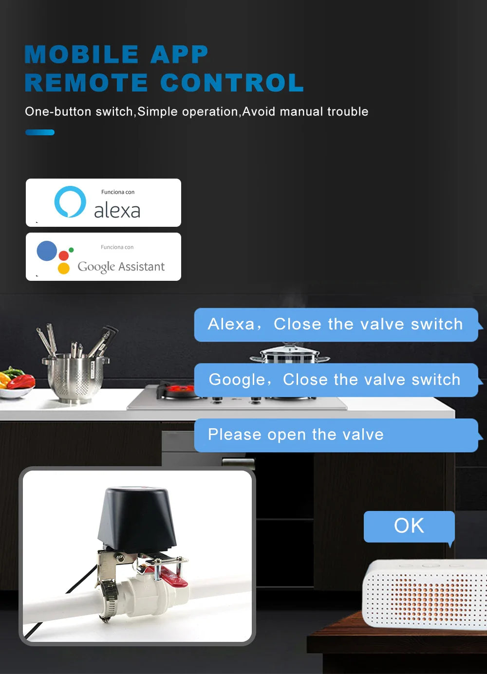 Tuya Zigbee Smart Gas & Water Valve Controller – WiFi Irrigation Timer Compatible with Alexa, Google Assistant, SmartLife