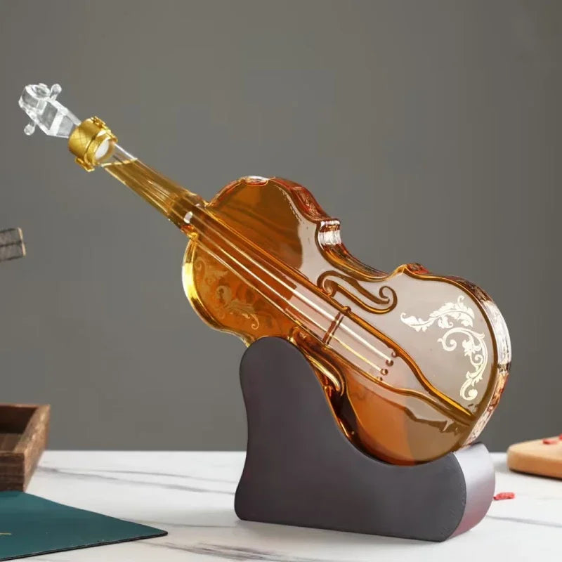 High Borosilicate Glass Wine Decanter – Guitar & Violin Shaped Thickened Transparent Bottle, Decorative Craft Wine Set