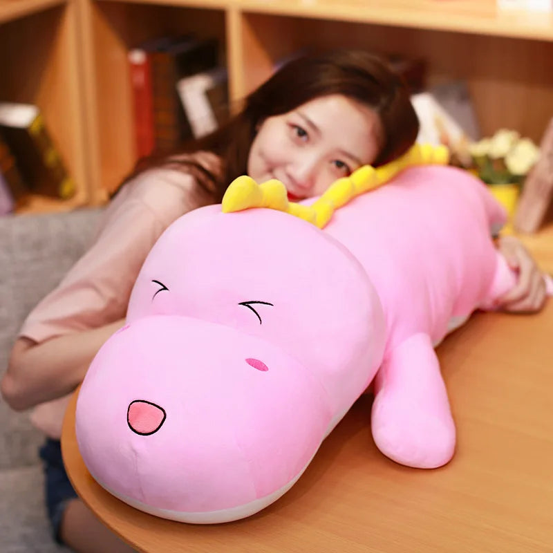 80CM Big Long Dinosaur Plush Toy – Soft Cartoon Crocodile Stuffed Doll Pillow for Kids, Birthday Gift for Boys & Girls