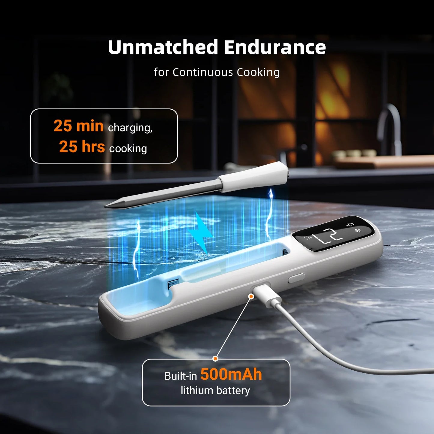 INKBIRD INT-11I-B Mini Wireless Meat Thermometer — Bluetooth 5.4, 1000ft Range, 1s Response, IP67, 26 Presets with LED Display for BBQ & Grill