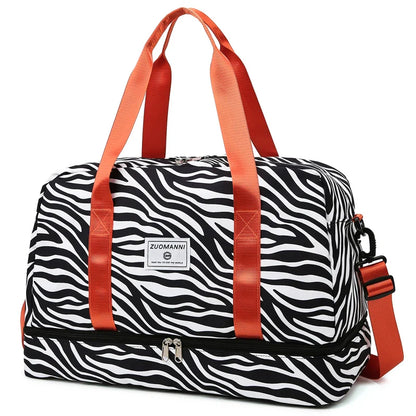 Women’s Carry-On Travel Bag – Spacious Animal Print Nylon Gym & Sports Bag, Large Capacity Weekend Overnight Bag