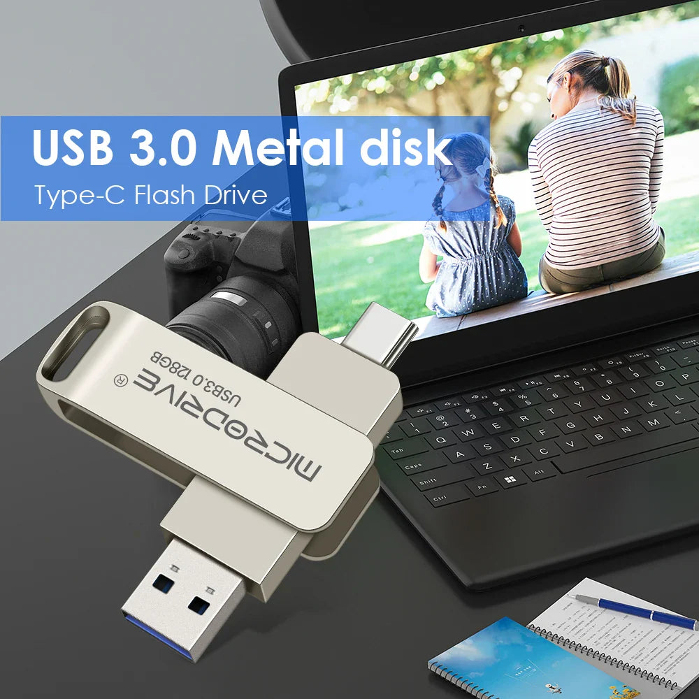 Type-C USB 3.0 Flash Drive – 64GB to 128GB Pen Drive for Phone & PC, Ideal Gift