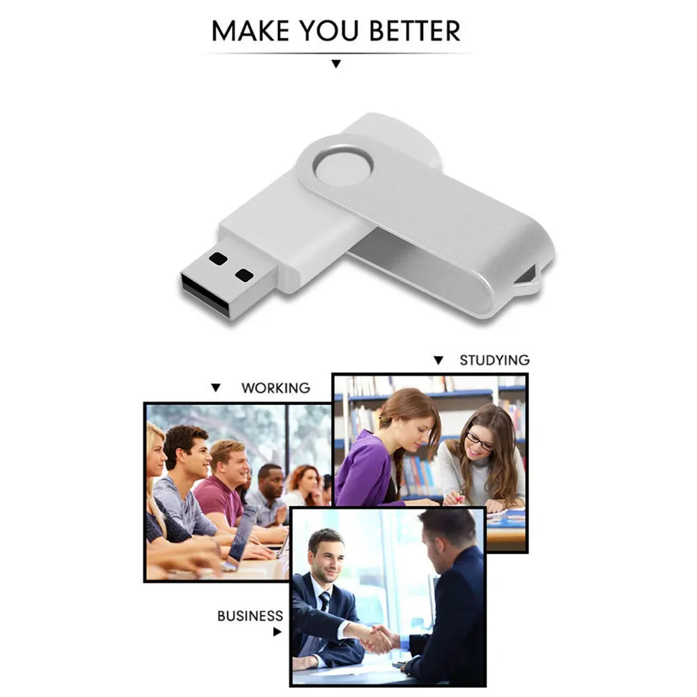 USB Flash Drive 2.0 Metal Swivel Pendrive – 16GB 32GB 64GB 128GB Portable Memory Stick