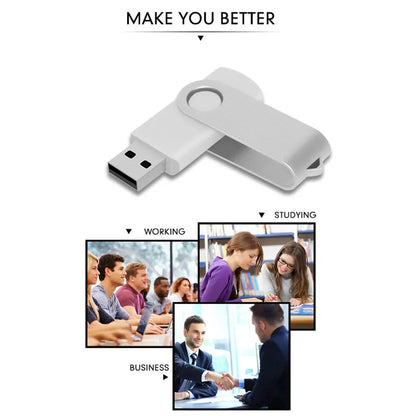 USB Flash Drive 2.0 Metal Swivel Pendrive – 16GB 32GB 64GB 128GB Portable Memory Stick