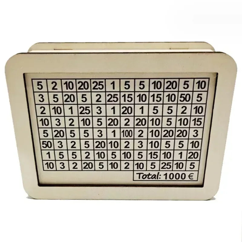 Wooden Piggy Bank – Reusable Money Box with Saving Goal & Number Tracker – Encourages Saving Habit