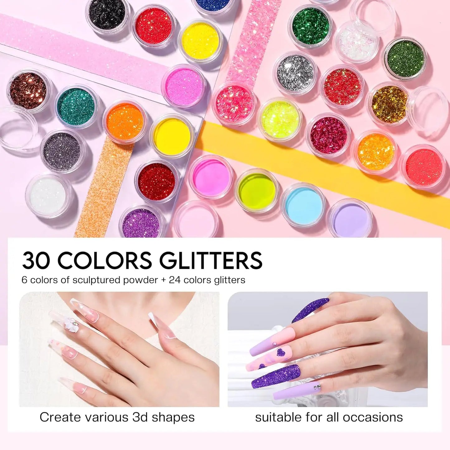 Morovan Beginner & Professional Nail Art Set with Diamond Powder — Acrylic Nail Kit