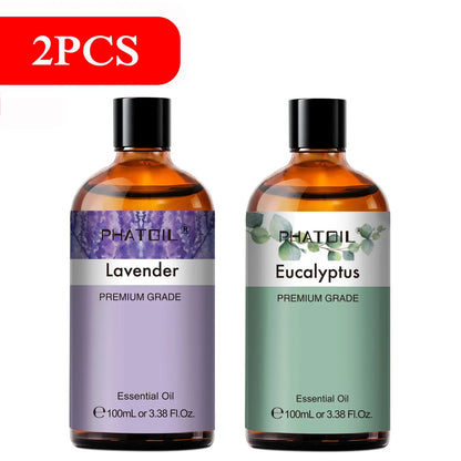 PHATOIL 100ml Aromatherapy Essential Oil Set – Lavender, Rose, Vanilla, Eucalyptus, Sandalwood & Pine Needles for Diffusers & Candle Making