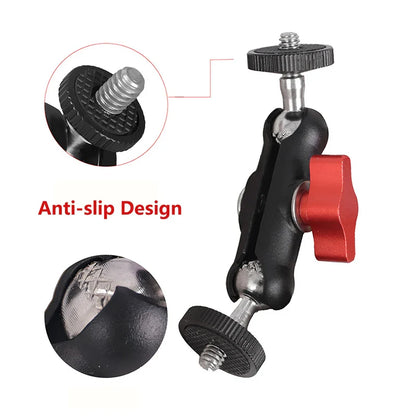 Camera Super Clamp with Double Ball Head Magic Arm – Metal Mount for DSLR, GoPro, Monitor, Light & Mic Photography Accessories