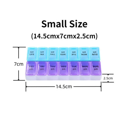 Weekly Travel Pill Organizer Box – 7-Day Portable Medicine & Vitamin Storage with 14 Grid Compartments