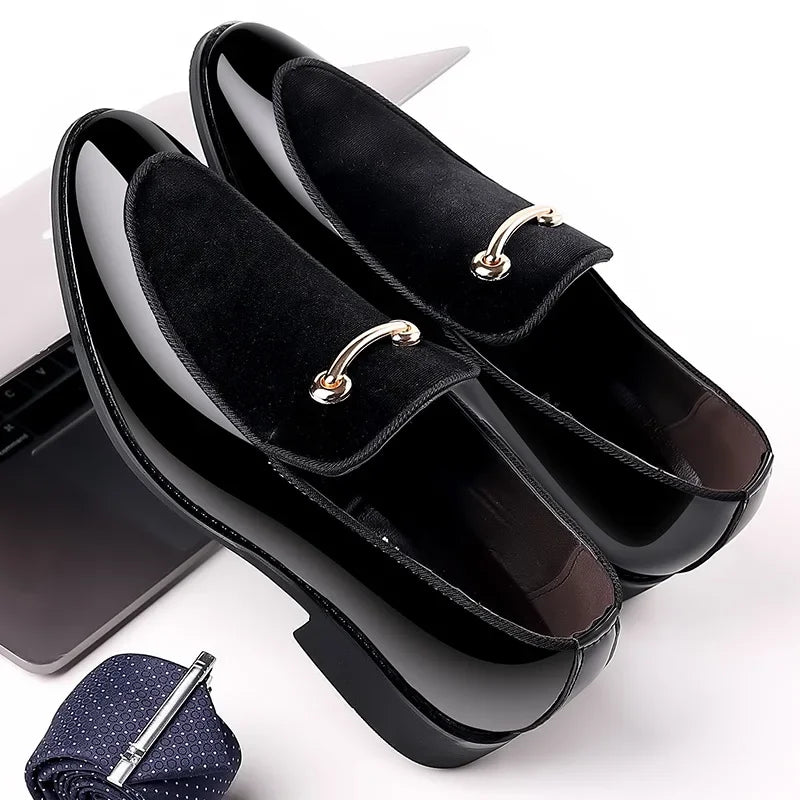 Men’s Classic Black Leather Slip-On Dress Shoes - Pointed Toe Business, Casual & Wedding Formal Shoes Plus Size