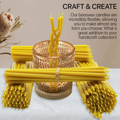 Beeswax Taper Candles — 50-500PCS Smokeless Honey Scented Candles for Church, Birthday, Christmas & Home