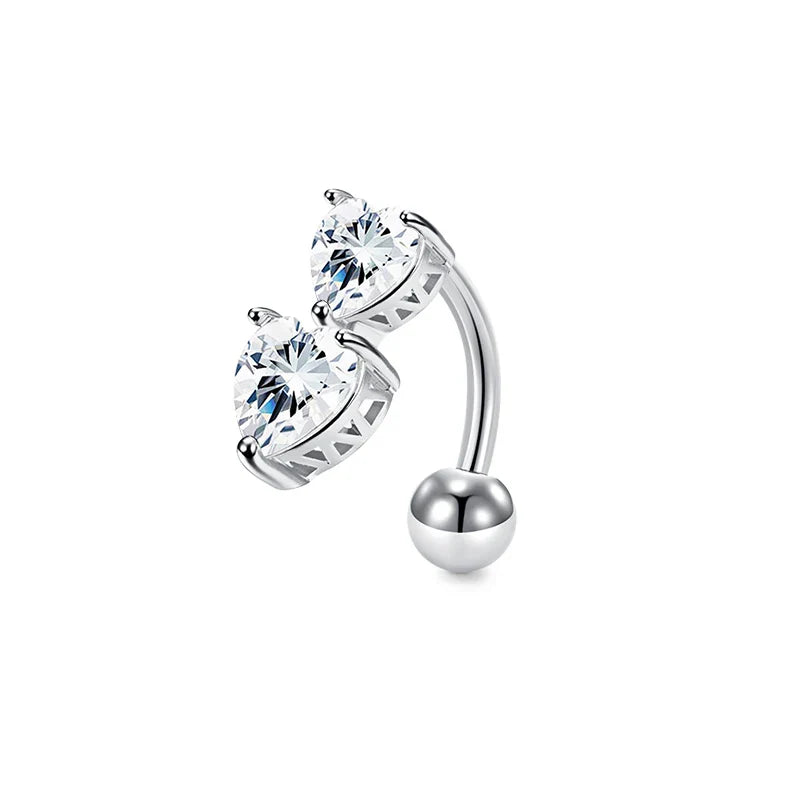 Trendy Women’s Belly Button Ring – Stainless Steel Dangle Navel Piercing with Crystal Flower Punk Jewelry