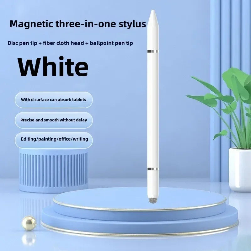 3-in-1 Magnetic Stylus Pen — Capacitive Touch Pen for iOS & Android Tablets and Smartphones, Compatible with iPad, Samsung, Xiaomi & Huawei, Drawing & Writing Tool
