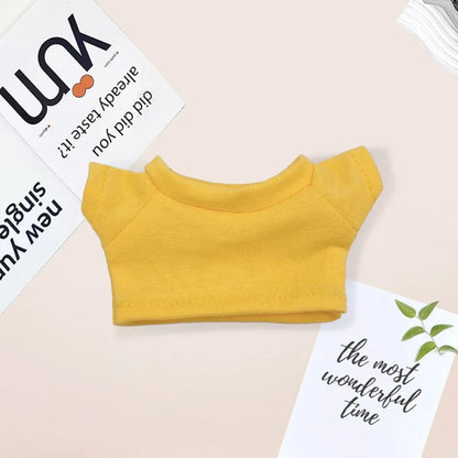 Cotton Short-Sleeve Labubu Doll Clothes – 14-17cm Solid Color T-Shirt Dress-Up Accessories for Plush DIY Toys
