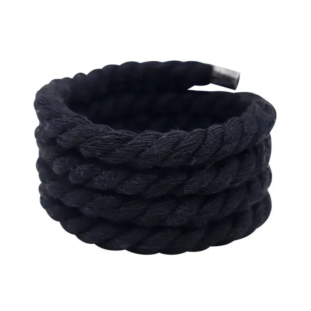 Round Thick Rope Shoelaces – High-Quality Polyester Cotton, Solid Color, 0.8cm Width, 120/140/160cm