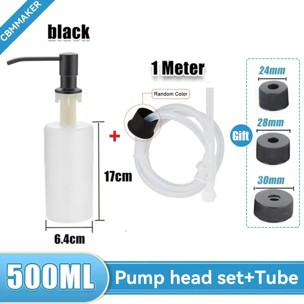 500ml Stainless Steel Liquid Soap Dispenser — Hand Press Pump Bottle for Kitchen Sink
