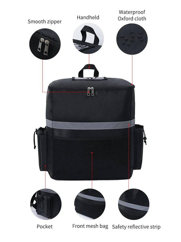 Insulated Delivery Backpack – 30L Thermal Food Bag for Riders, Large Capacity Takeout and Grocery Backpack