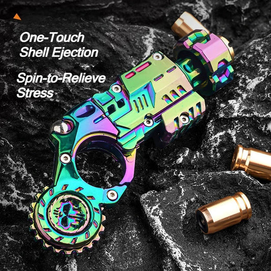 Shell-Ejecting Alloy Toy Pistol Set – Mini Finger Spinning Top Fidget & Sensory Desk Gadget for Teens
