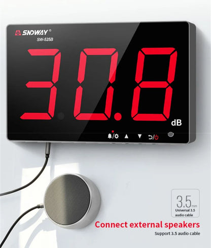 SNDWAY SW-525 Sound Level Meter — Wall-Mounted Digital Noise & Decibel Detector 30-130dB Professional dB Meter