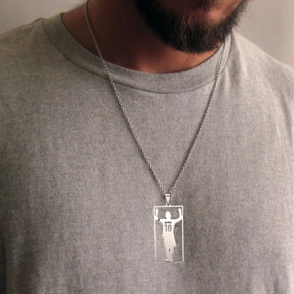 HNSP Stainless Steel Soccer Pendant Necklace – Cristiano Ronaldo & Lionel Messi CR7 Chain for Men