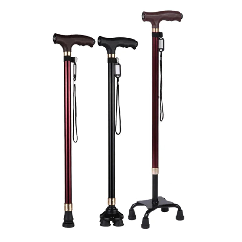Non-Slip Retractable Walking Cane for Elderly – Aluminum Alloy Multifunctional Stick with LED Light for Seniors