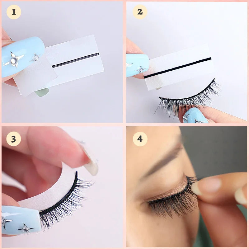 40pcs Reusable Self-Adhesive Eyelash Strips — Glue-Free Hypoallergenic False Eyelash Extension Tape for Makeup