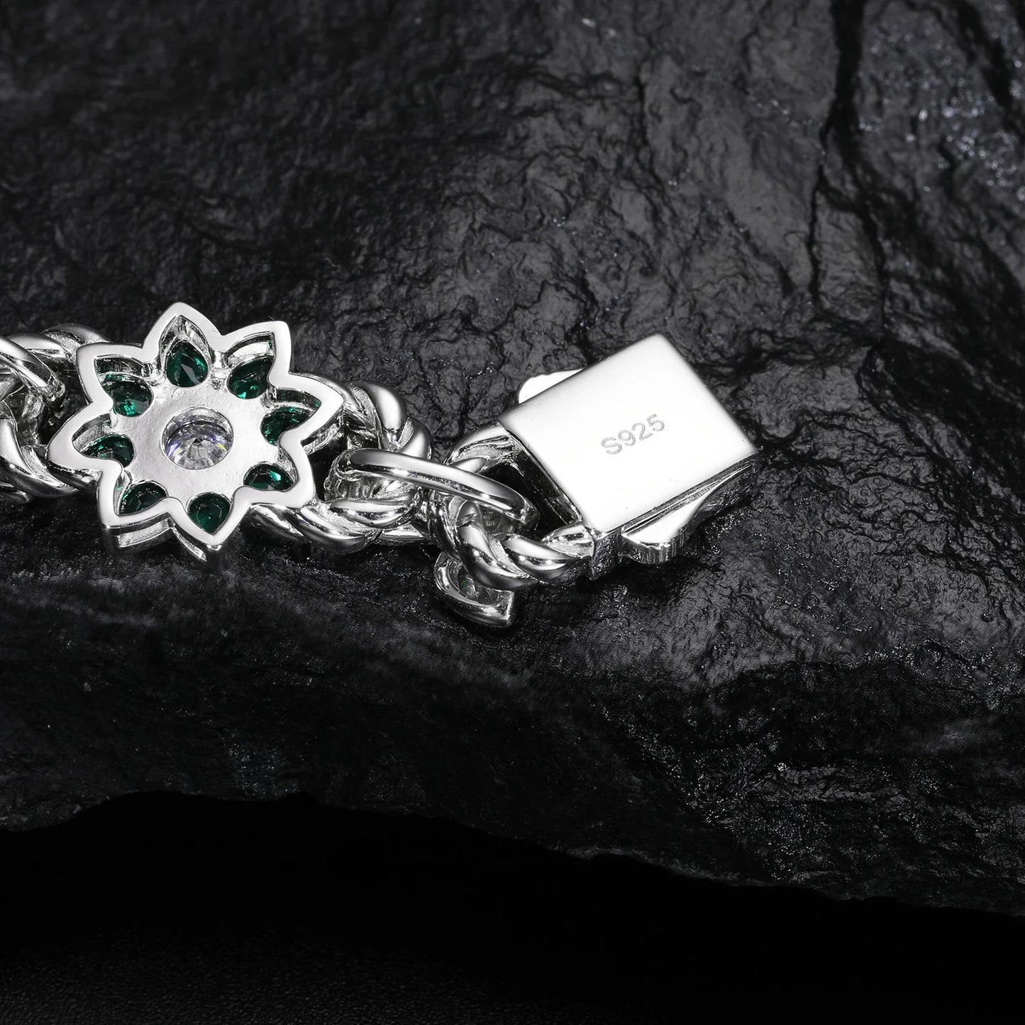 New Iced Out Moissanite Chain Necklace & Colorful Flower Bracelet – Hip Hop S925 Silver, 18K Plated Jewelry for Men & Women