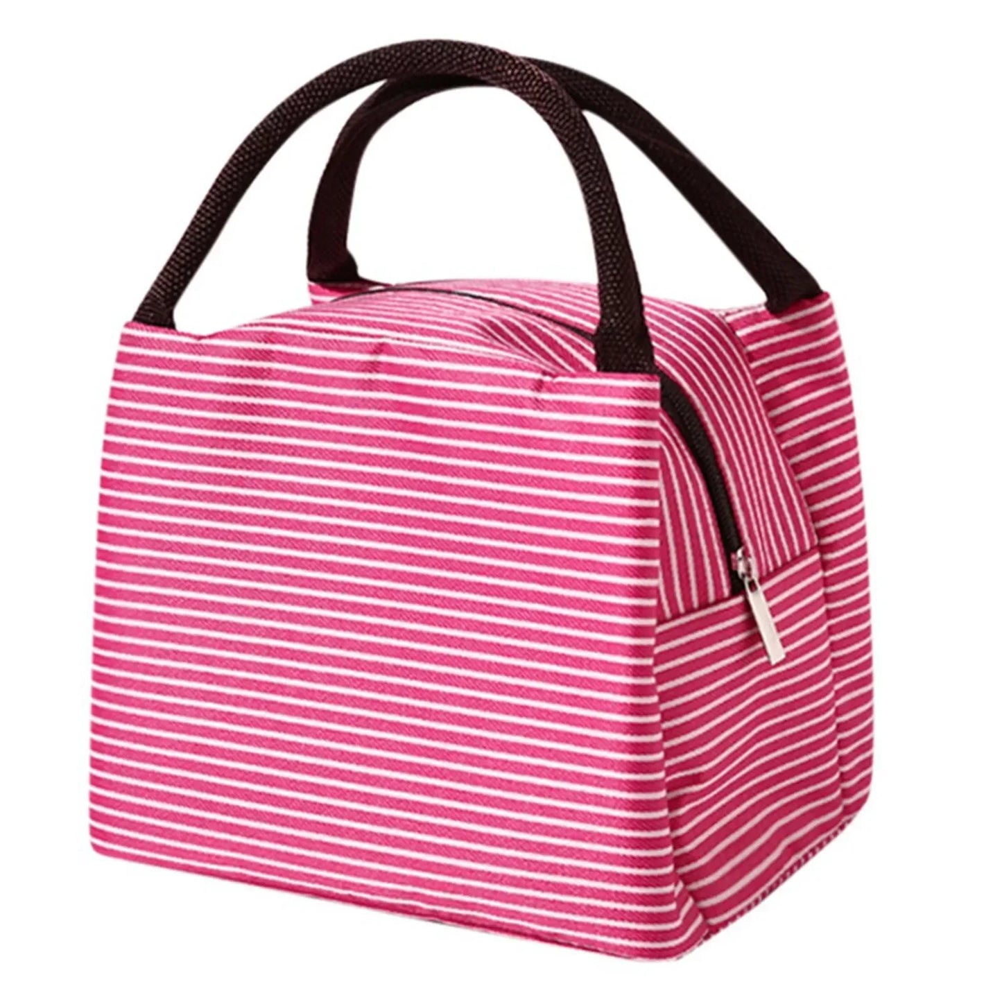 Multi-Color Portable Square Lunch Bag – Washable Striped Reusable Leak-Proof Insulated Bento Tote