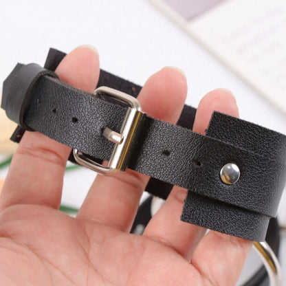 Metal Ring Ankle Strap - PU Leather Foot Bracelet & Fashion Accessory