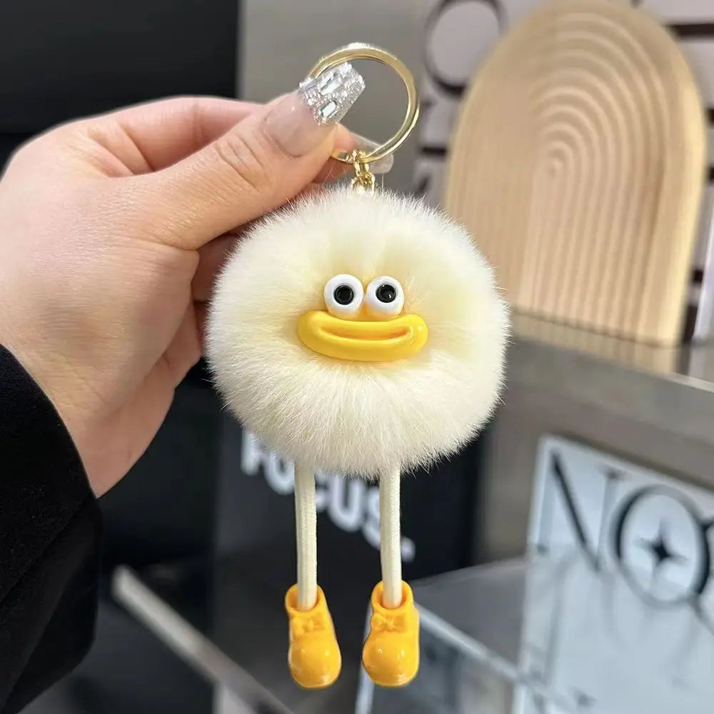 Cute Big Eyes Plush Keychain – Cartoon Briquettes Car & Bag Pendant Style