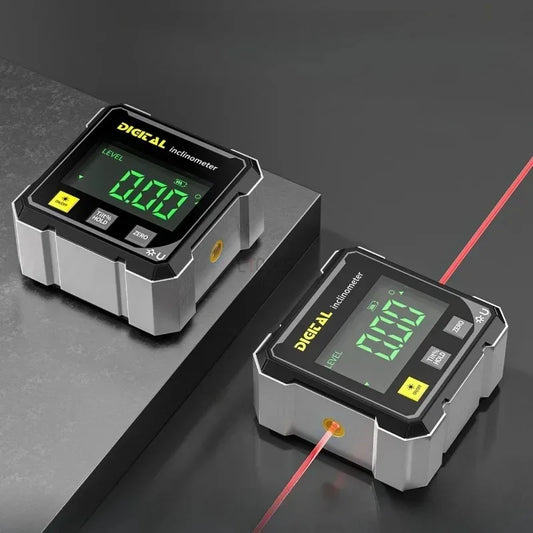 Pocket Digital Level Protractor — Professional 360° Magnetic Inclinometer with Digital Display & Laser Angle Gauge