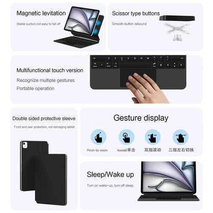 Magic Keyboard Case for iPad Air & Pro — 12.9/13-inch Smart Folio, Multi-Touch Magnetic Backlit Wireless Keyboard