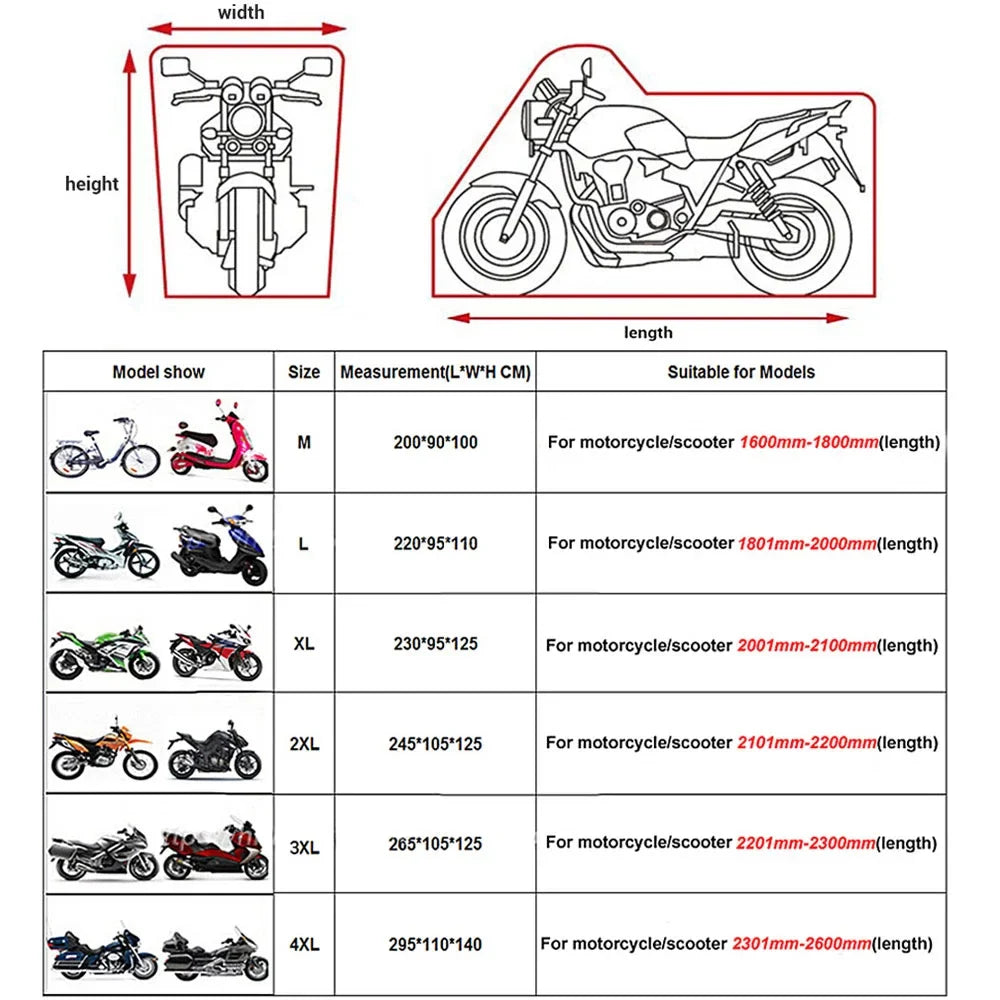 Thick Oxford Motorcycle Waterproof Cover – Universal Outdoor Dustproof, Rainproof, Sunshade & UV Protective Motorbike Cover