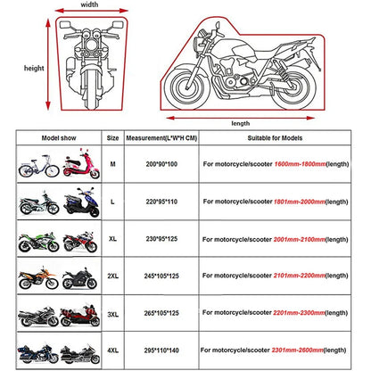 Thick Oxford Motorcycle Waterproof Cover – Universal Outdoor Dustproof, Rainproof, Sunshade & UV Protective Motorbike Cover