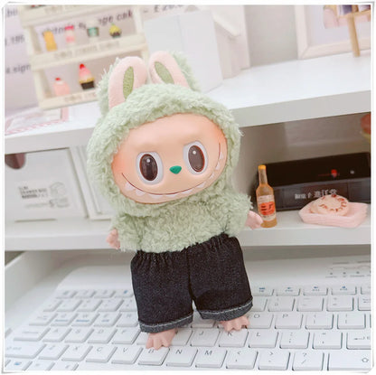 15/17cm Labubu V1 V2 Doll Clothing Set – Fashion Hoodie & Pants, Korean Idol Style DIY Accessories Toy Gift