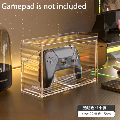 Clear Acrylic Game Controller Storage Box – Universal Dust Cover for PS5, Nintendo Switch & Xbox Desktop Protection