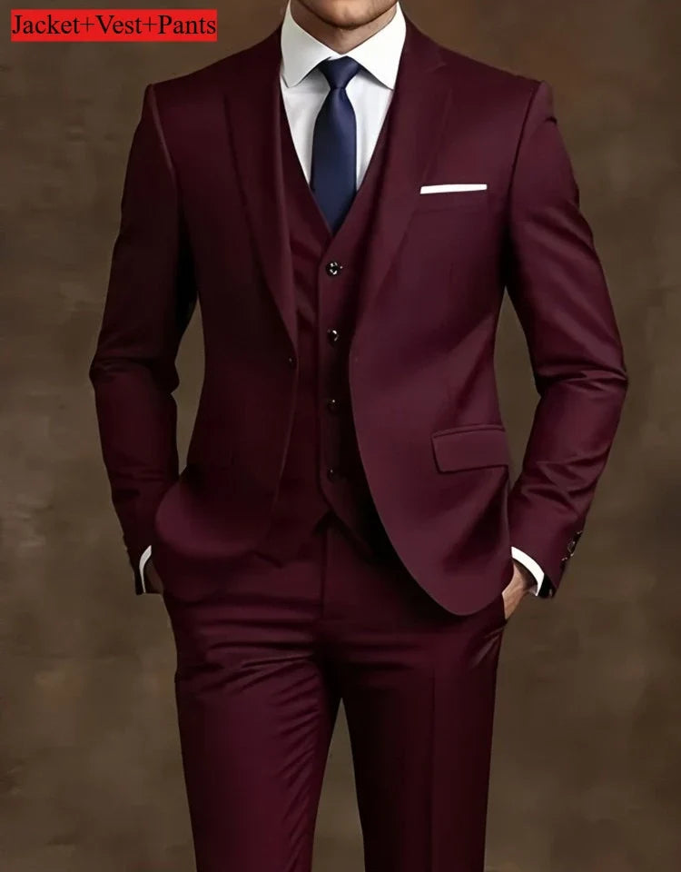 Men's Slim Fit Tuxedo Suit Set - Elegant Black Formal Suit for Weddings, Business & Special Occasions