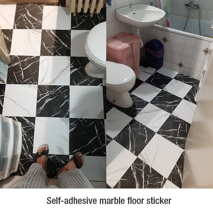 Marble Floor Tile Stickers - Waterproof Self-Adhesive PVC Home Decor