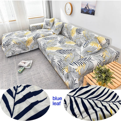 Stretch Sofa Cover - Printed Elastic Slipcover for L-Shaped Corner Couch, Living Room 1/2/3/4 Seat Protector