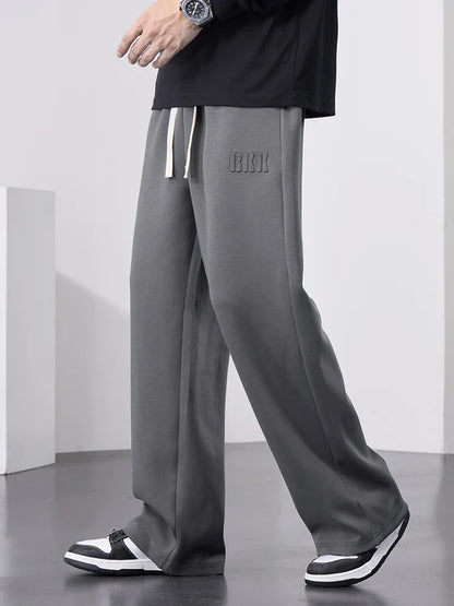 Men’s Wide Leg Cotton Sweatpants – Straight Fit Drawstring Casual Sports Track Pants, Big Size up to 8XL